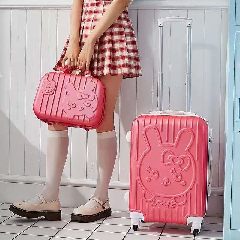 Set Bagasi ABS Kartun Murah 14 20 24 Inch Travel Trolley Tas 4 Roda Bagasi Koper Dengan Kunci Kombinasi