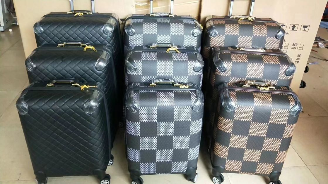 Koper 20/24/28 Inch OEM Custom Logo Kulit Aluminium Trolley Koper Set Bagasi Mewah
