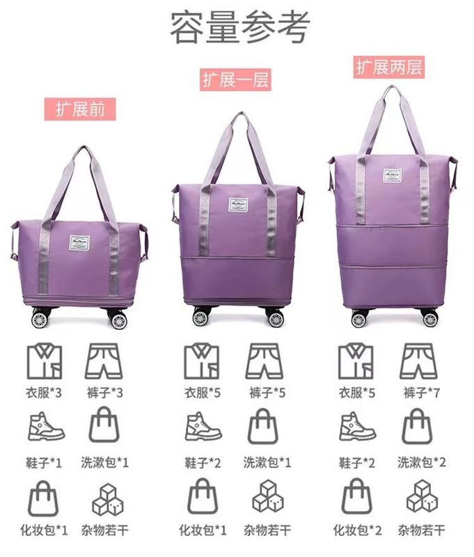 Grosir Kertas Duffel Lipat yang Bisa Diekstensi Waterproof Dry Wet Bag Organizer Weekend Travel Baggage Bag Dengan Roda