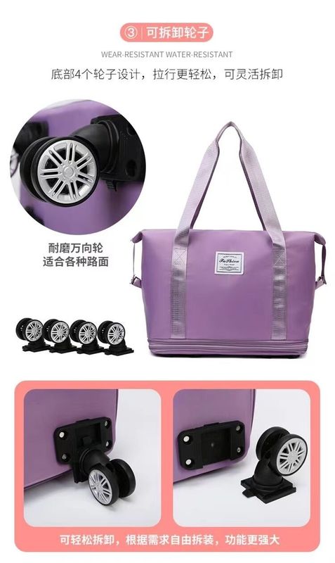 Grosir Kertas Duffel Lipat yang Bisa Diekstensi Waterproof Dry Wet Bag Organizer Weekend Travel Baggage Bag Dengan Roda