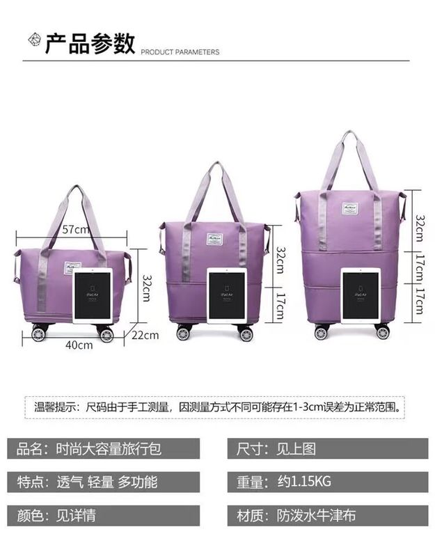 Grosir Kertas Duffel Lipat yang Bisa Diekstensi Waterproof Dry Wet Bag Organizer Weekend Travel Baggage Bag Dengan Roda