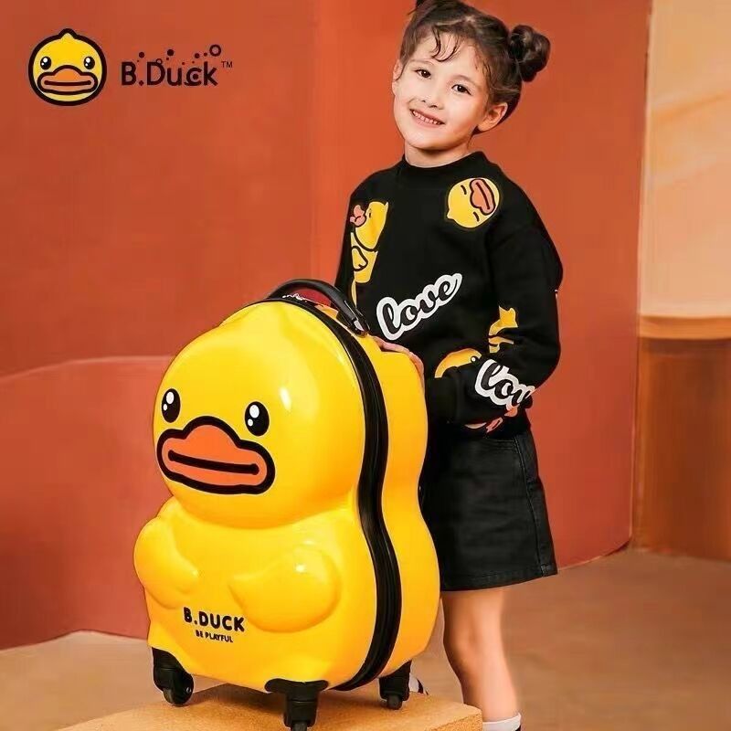 Warna Kuning Bebek Desain Hewan Anak-anak Trolley Tas Koper Anak-anak Kartun Rolling Baggage Case
