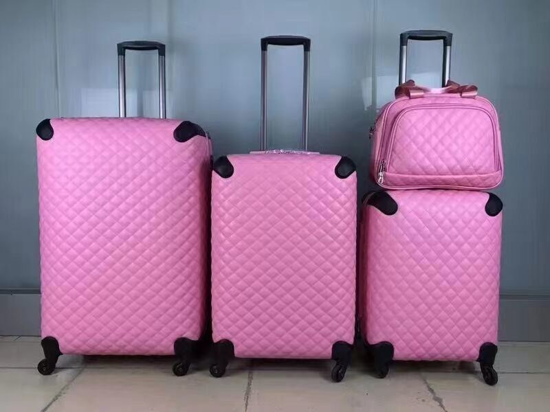 Grosir Desainer Custom Logo Cetak Trolley PU Kulit Tas Perjalanan Set Travel koper Bagasi