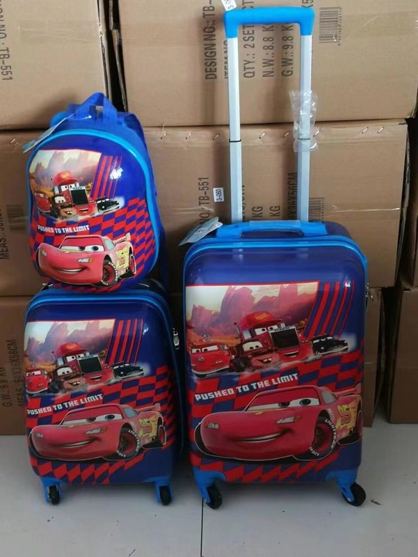 12 16 20 inci Anak-anak Set Bagasi Bergaya Kartun PC Cetak Anak-anak Bersepeda Di Hard Shell Koper Perjalanan Trolley Bagasi