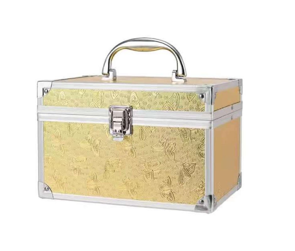 Makeup Tas Kosmetik Kotak Makeup Kuku Polish Case Mini Aluminium Diamonds tahan lama Metal Mewah Kosmetik Case Nomor