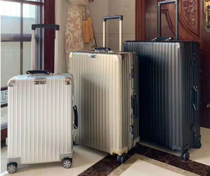 Hot Sale All Aluminium Magnesium Alloy Vintage Travel Baggage Unisex Carry TSA Custom Lock Baju Kertas Roda Spinner Manufa