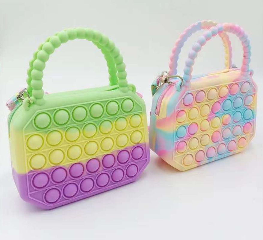Penghilang Stres Silikon Fidget Toys Tas Wanita Tas Wanita Gadis Koin Tas Messenger Anak Purses Gelembung Tas
