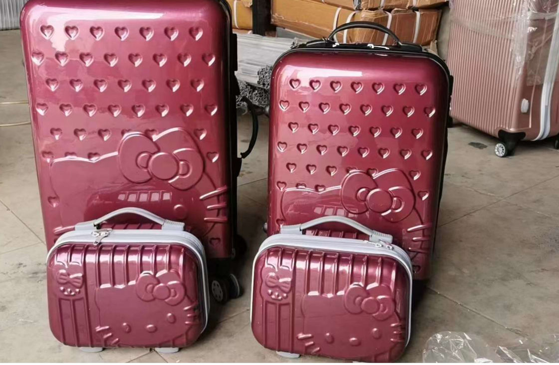 OEM Baju Perjalanan Warna Pink Dengan Roda Spinner Bagasi Pola Pribadi 20 inci Baju Ringan