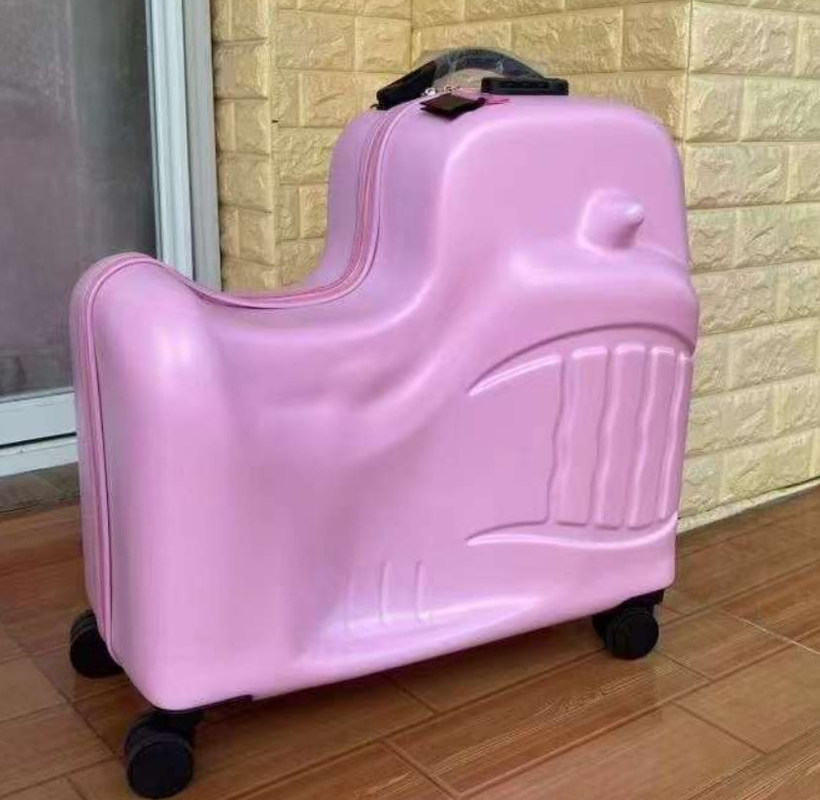 Anak-anak duduk Trolley Box Bersepeda koper Bagasi Kartun 24 Inci A Rideable Baby Trolley Anak-anak Rolling Toddler