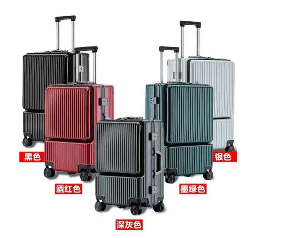 Trolley Spinner Untuk Bagasi Dengan Kunci TSA Hitam, Hijau Hitam, Merah, Carry-On 20-Lnch, PC Hardside Baju Dengan Front Poc