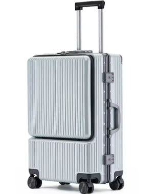Bagian Depan Cover Side Open Trolley Baggage Business Boarding Case Tarik Tongkat Dengan USB Charging Mute Universal Wheel